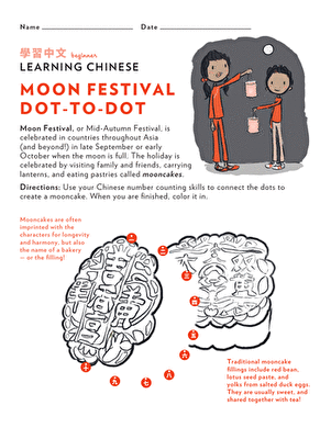 Learn Chinese: Moon Festival Dot-to-Dot