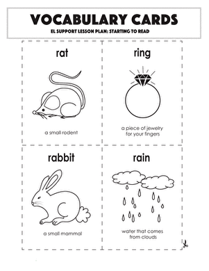Vocabulary Cards: Starting to Read