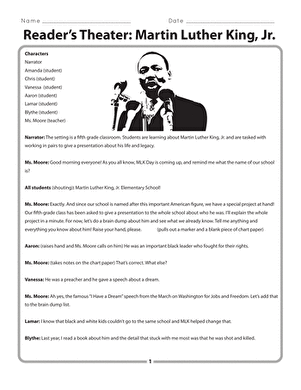 Readers’ Theater: Martin Luther King, Jr. 