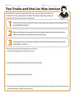 Two Truths and One Lie: Mae Jemison