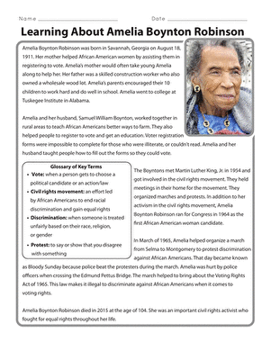 Learning About Amelia Boynton Robinson