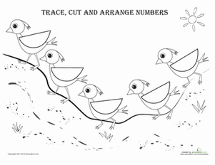 Trace, Cut and Arrange Numbers 3
