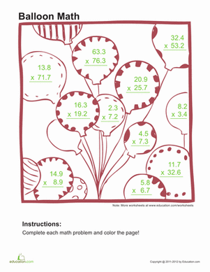 Multiply Decimals and Color 4
