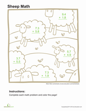 Adding Decimals Coloring Page
