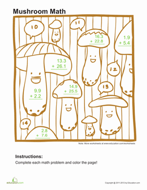 Adding Decimals Coloring Page #2