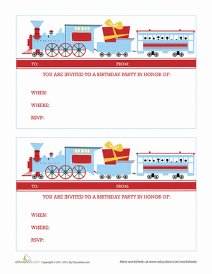 Train Birthday Invitations