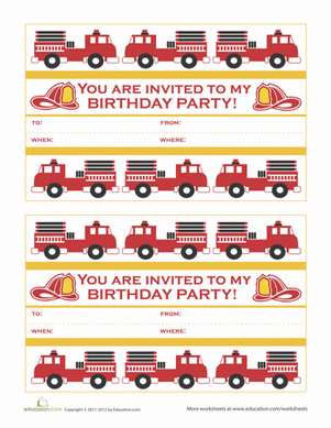 Fire Truck Birthday Invitations