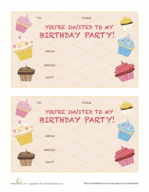 Cupcake Birthday Invitations