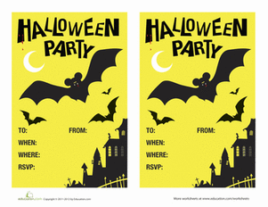 Flying Bats Halloween Party Invitations