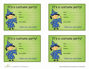 Costumed Kids Halloween Party Invitations