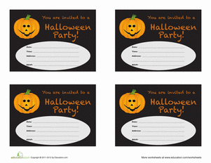 Jack-o'-Lantern Halloween Party Invitations