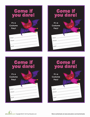 Cute Bat Halloween Party Invitations