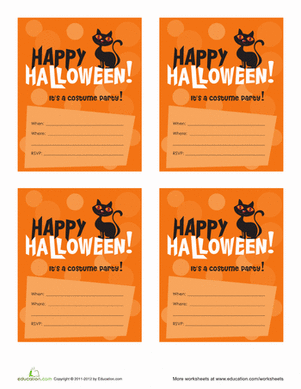 Black Cat Costume Party Invitations