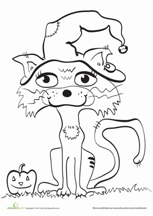 Color the Costumed Cat for Halloween