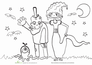 Halloween Family Coloring Page