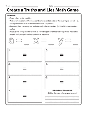 Create a Truths and Lies Math Game