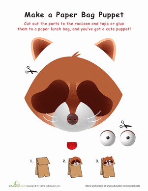 Raccoon Paper Bag Puppet