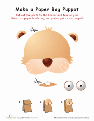 Beaver Paper Bag Puppet