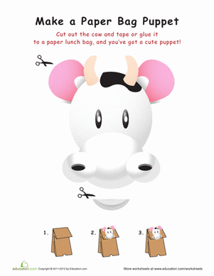 Cow Paper Bag Puppet