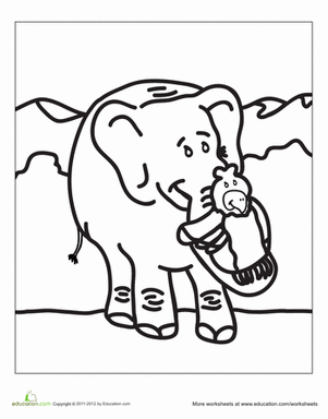 Cute Elephant Coloring Page