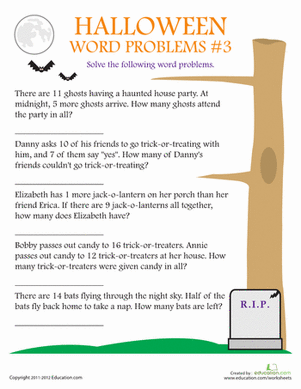 Halloween Word Problems #3