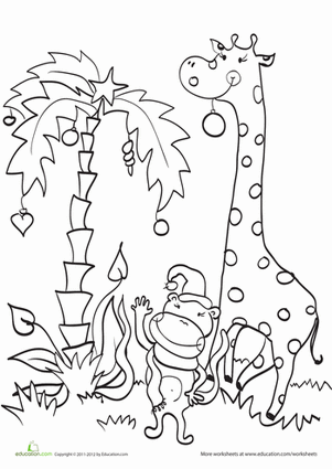 Tropical Christmas Coloring Page