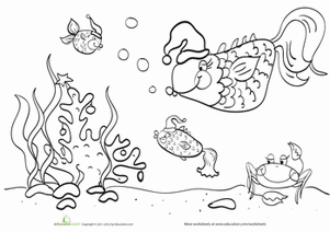 Christmas Fish Coloring Page