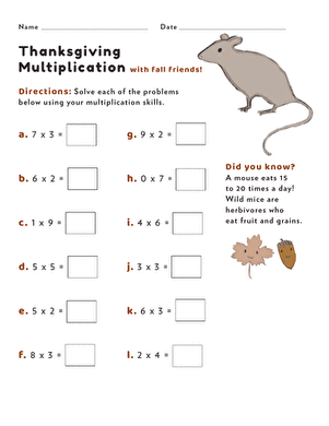 Thanksgiving Multiplication #5