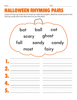 Halloween Rhyming Pairs large image