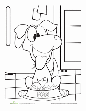 Hungry Puppy Coloring Page