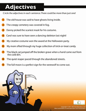 Identifying Adjectives: Halloween