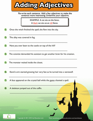 Add the Halloween Adjectives