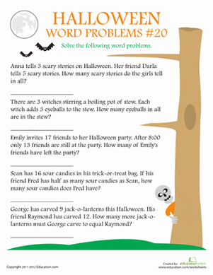 Halloween Word Problems #20
