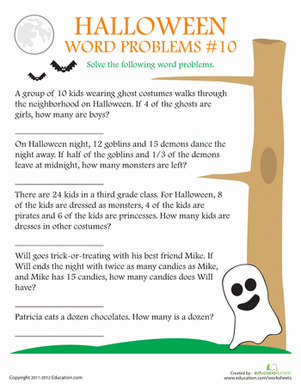 Halloween Word Problems #10