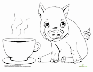 Teacup Pig Coloring Page