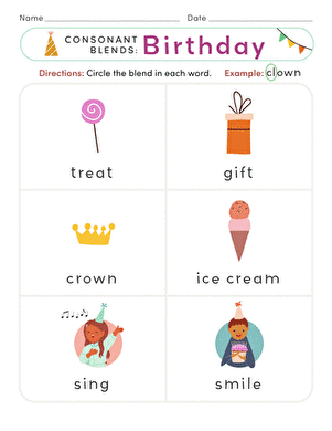 Consonant Blends: Birthday