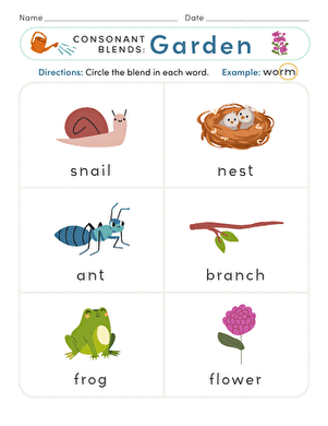 Consonant Blends: Garden