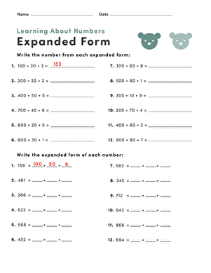 Place Value: Expanding Numbers #2