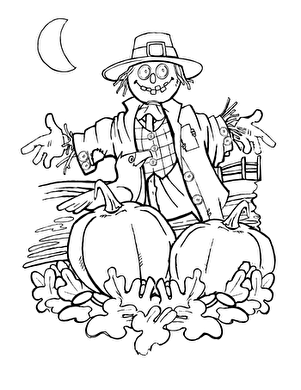 Autumn Scarecrow Coloring Page