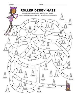 Roller Derby Maze: Lowercase Alphabet