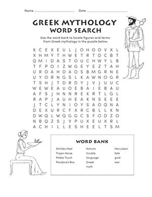 Greek Mythology Word Search Puzzle