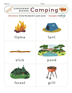 Consonant Blends: Camping