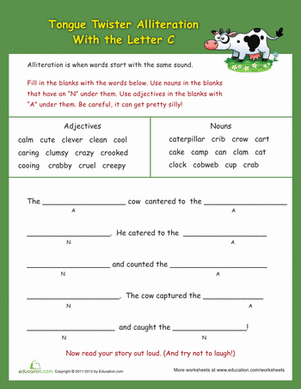 Alliteration Tongue Twisters: "C"