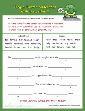 Alliteration Tongue Twisters: "T"