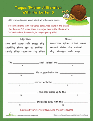 Alliteration Tongue Twisters: "S"