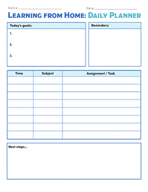 Learning From Home: Daily Planner