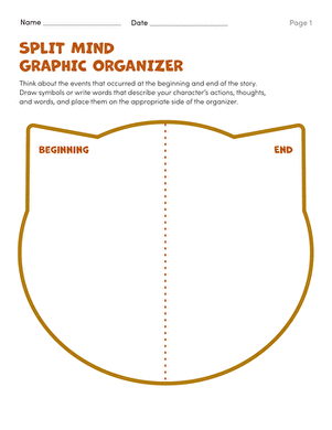 Character Study: Split Mind Graphic Organizer