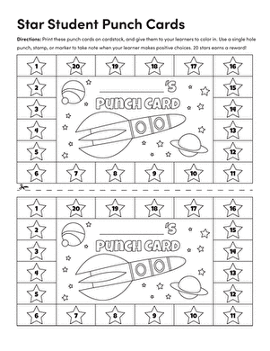 Star Student Punch Cards