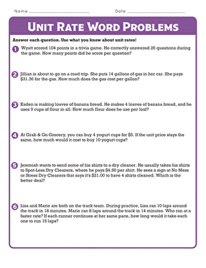 Unit Rate Word Problems