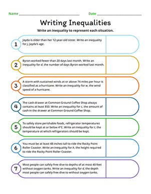 Writing Inequalities